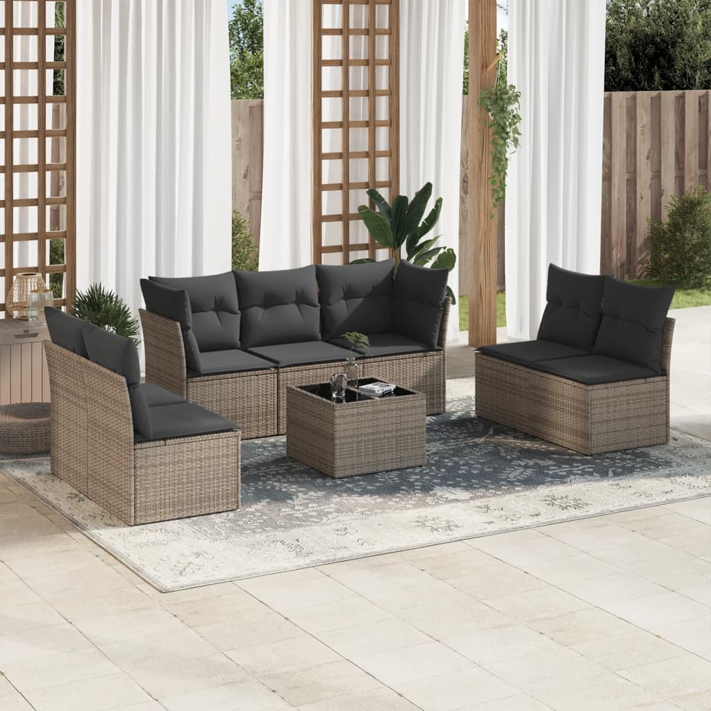 8-delige Loungeset met kussens poly rattan grijs is nu te koop bij PeponiXL, paradijselijk wonen!