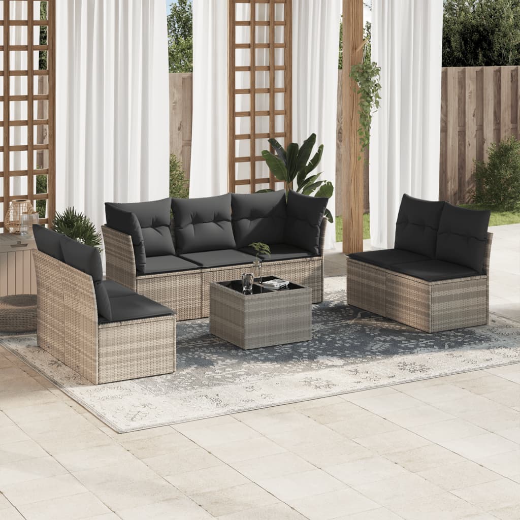 8-delige Loungeset met kussens poly rattan lichtgrijs is nu te koop bij PeponiXL, paradijselijk wonen!