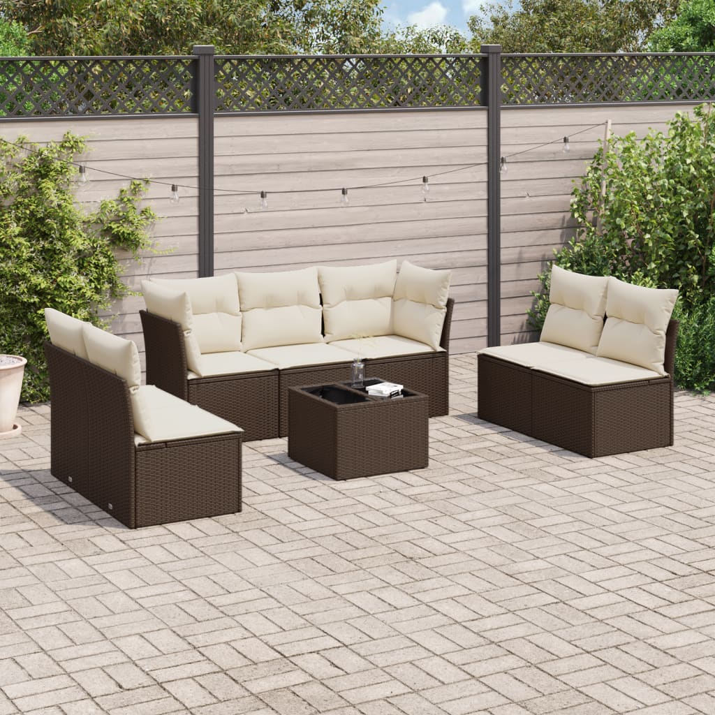 8-delige Loungeset met kussens poly rattan bruin is nu te koop bij PeponiXL, paradijselijk wonen!