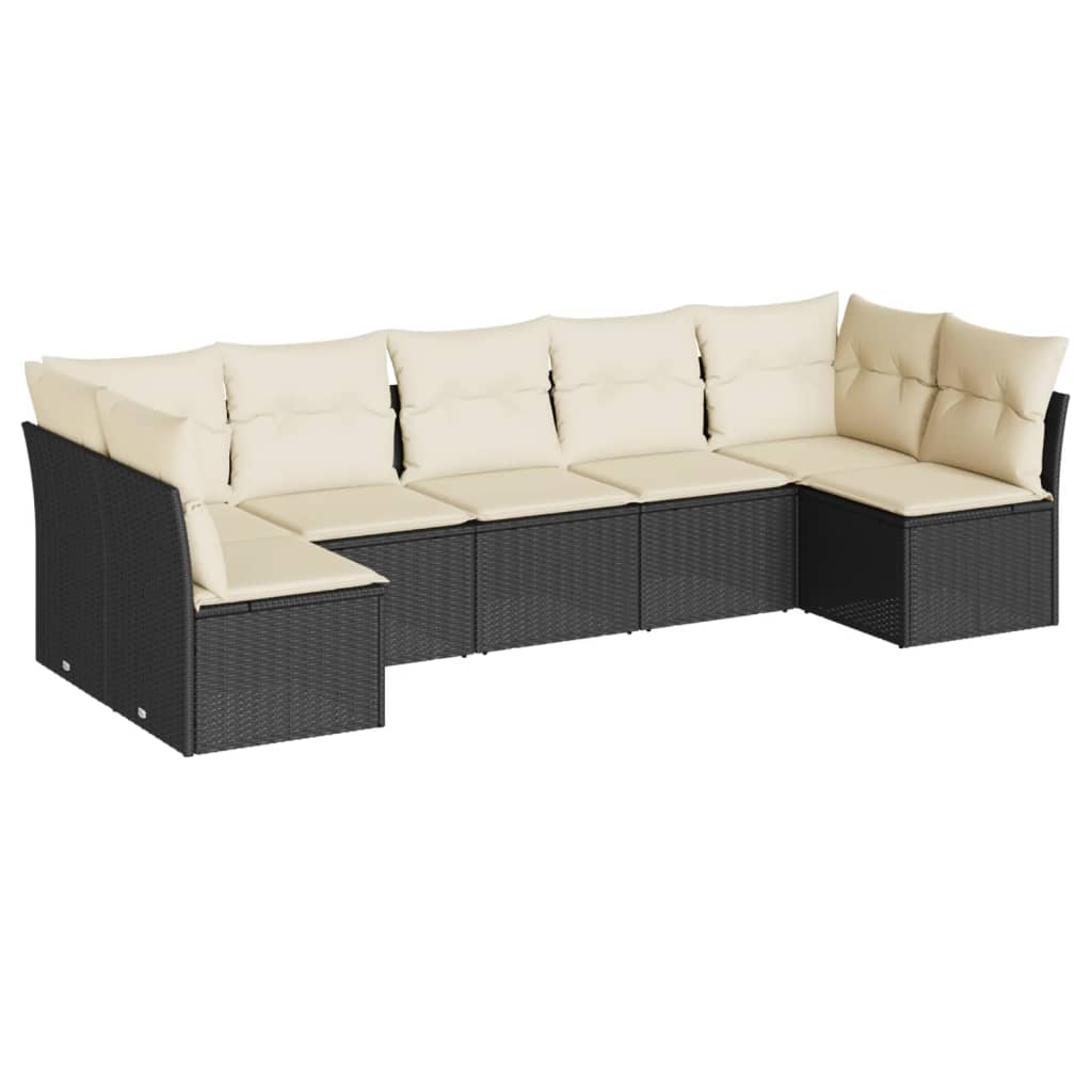 7-delige Loungeset met kussens poly rattan zwart is nu te koop bij PeponiXL, paradijselijk wonen!