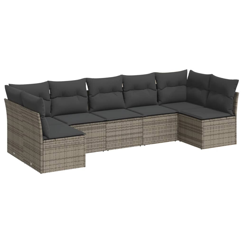 7-delige Loungeset met kussens poly rattan grijs is nu te koop bij PeponiXL, paradijselijk wonen!