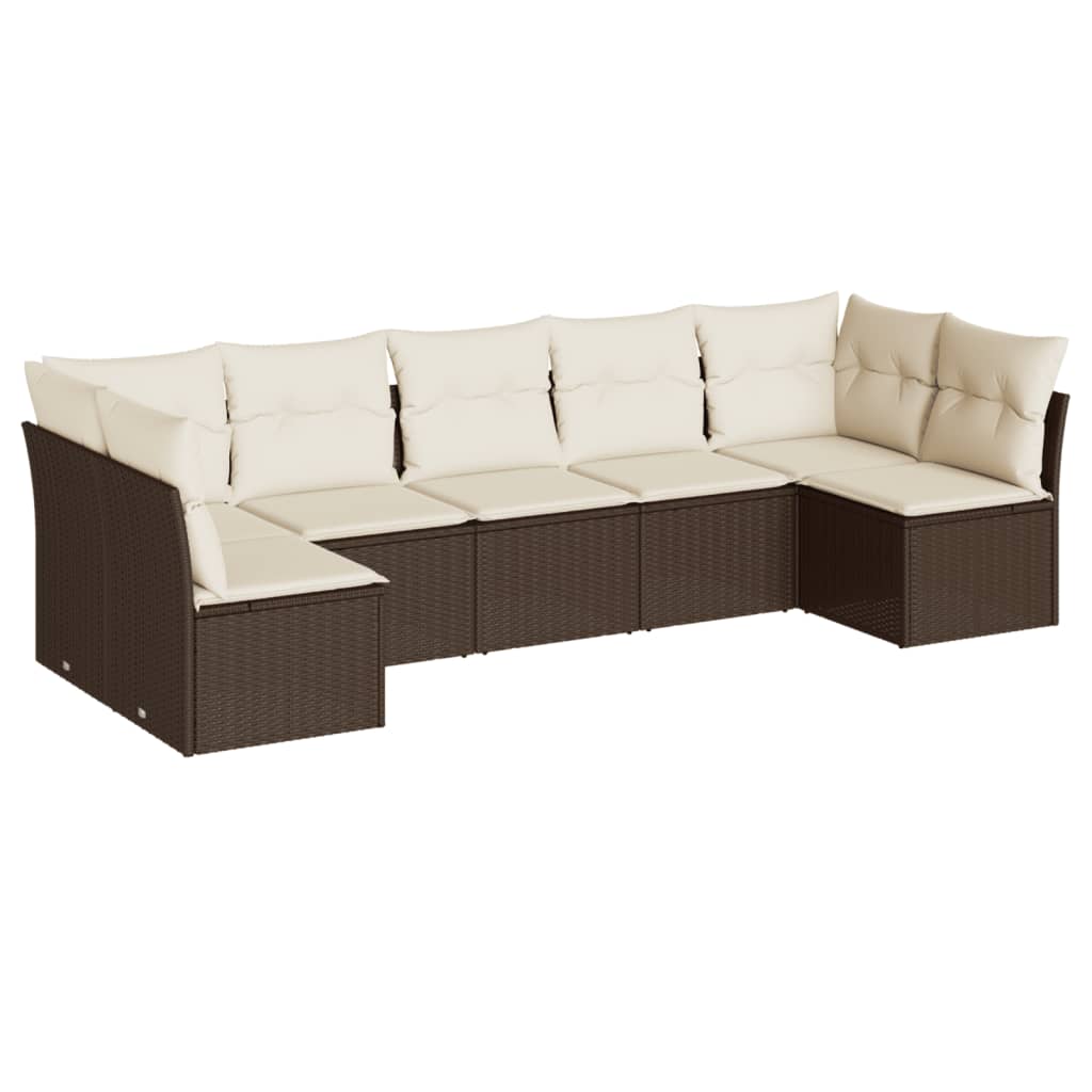 7-delige Loungeset met kussens poly rattan bruin is nu te koop bij PeponiXL, paradijselijk wonen!