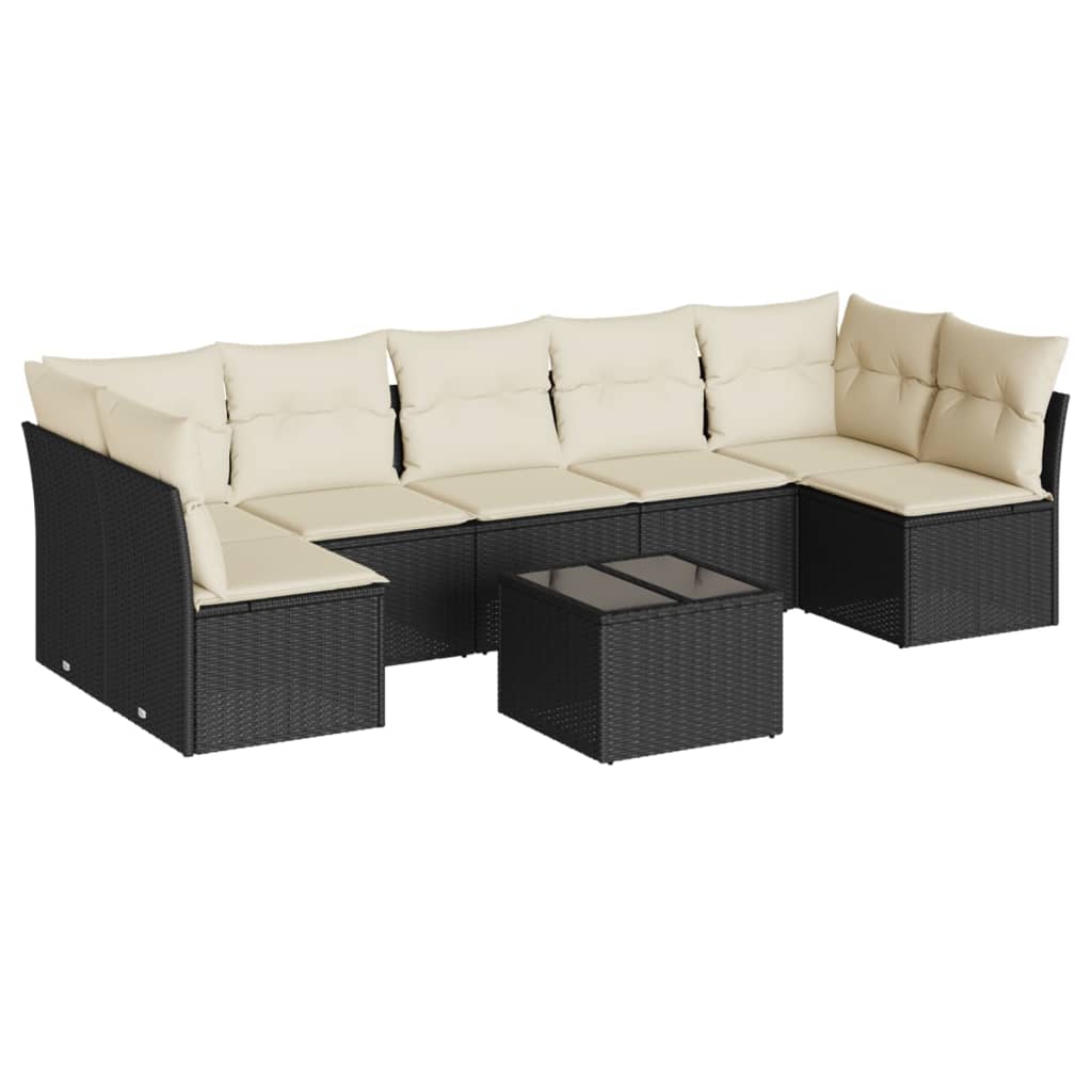 8-delige Loungeset met kussens poly rattan zwart is nu te koop bij PeponiXL, paradijselijk wonen!