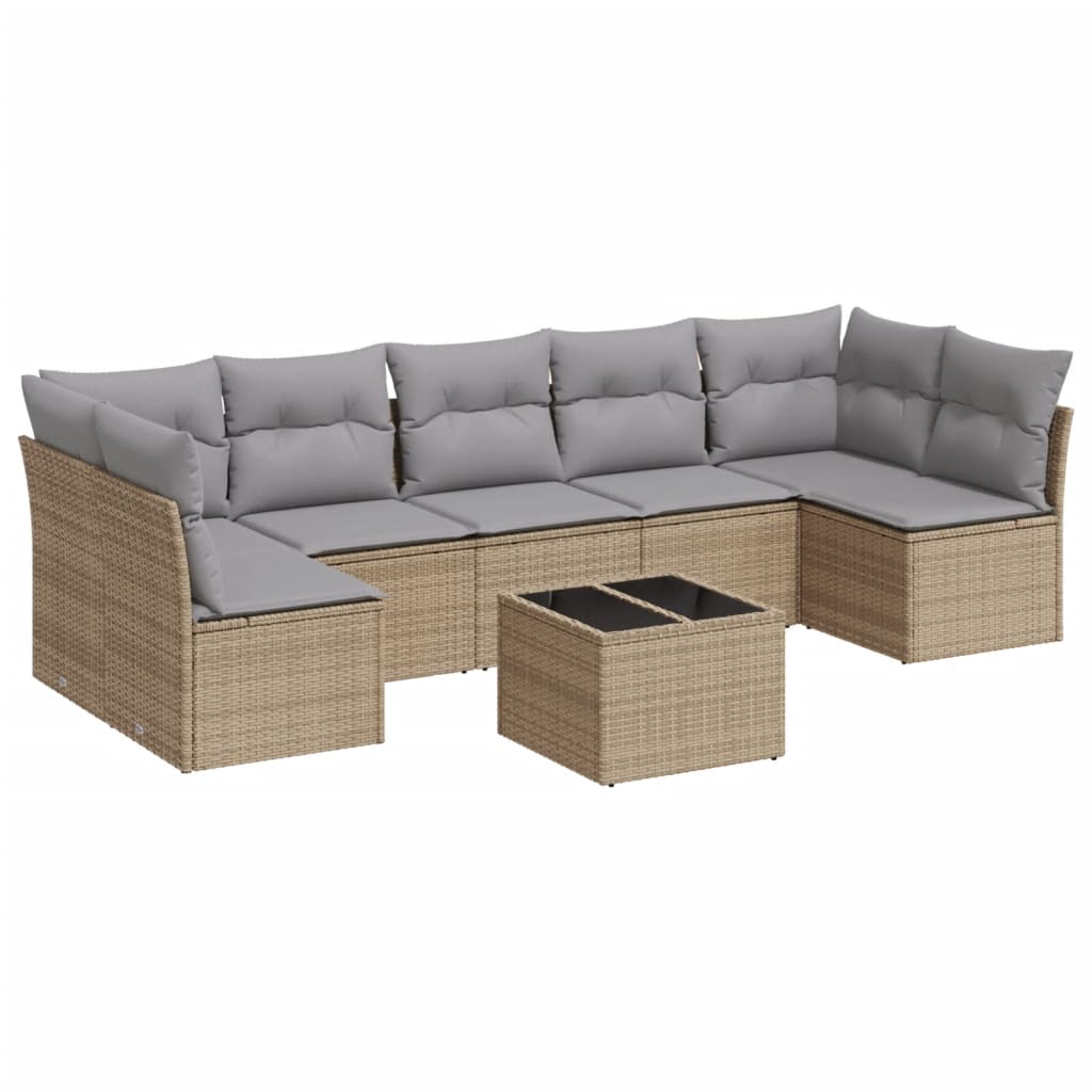 8-delige Loungeset met kussens poly rattan beige is nu te koop bij PeponiXL, paradijselijk wonen!