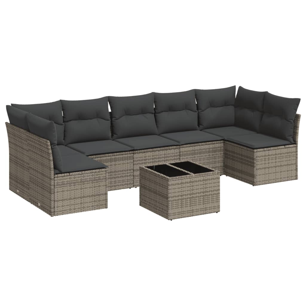8-delige Loungeset met kussens poly rattan grijs is nu te koop bij PeponiXL, paradijselijk wonen!