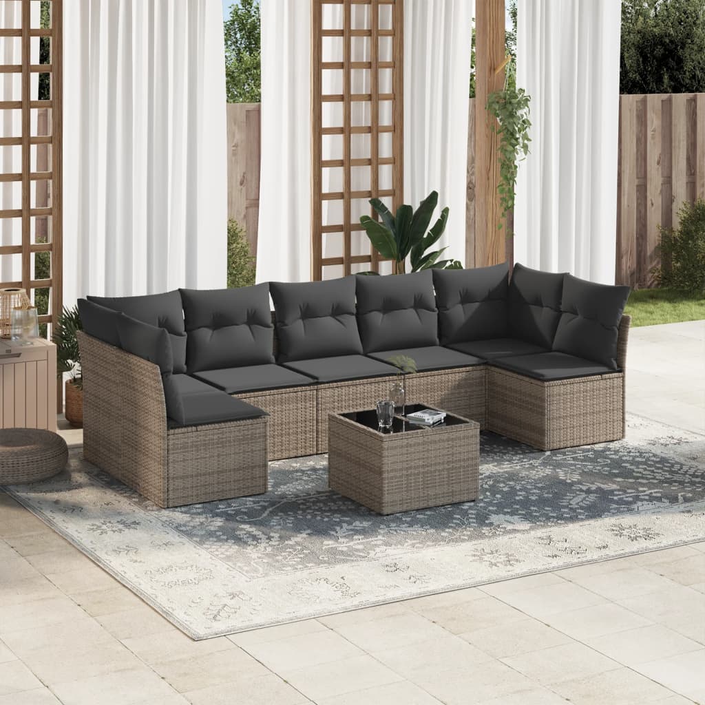 8-delige Loungeset met kussens poly rattan grijs is nu te koop bij PeponiXL, paradijselijk wonen!