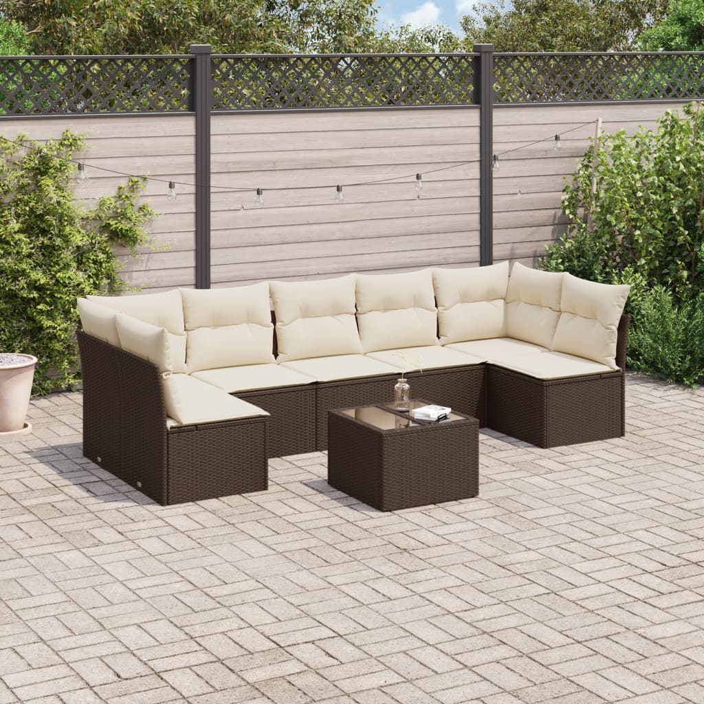 8-delige Loungeset met kussens poly rattan bruin is nu te koop bij PeponiXL, paradijselijk wonen!