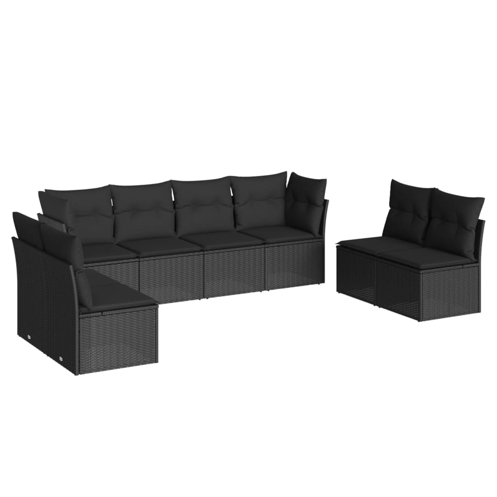 8-delige Loungeset met kussens poly rattan zwart is nu te koop bij PeponiXL, paradijselijk wonen!