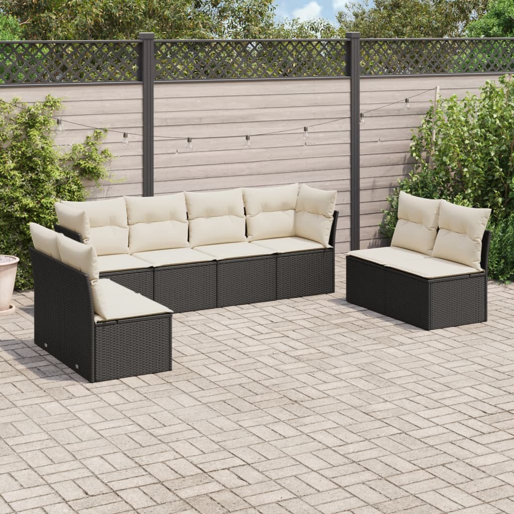 8-delige Loungeset met kussens poly rattan zwart is nu te koop bij PeponiXL, paradijselijk wonen!