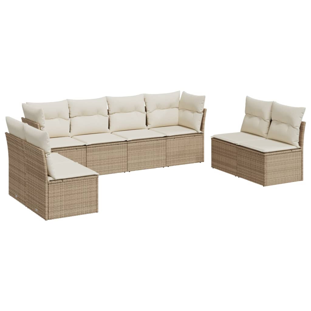 8-delige Loungeset met kussens poly rattan beige is nu te koop bij PeponiXL, paradijselijk wonen!