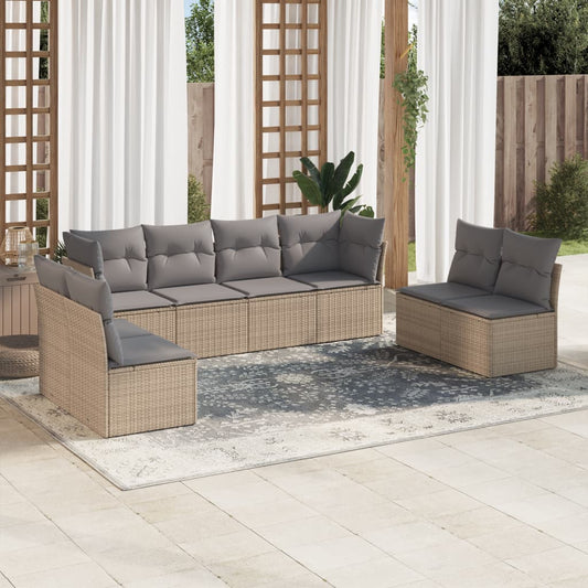8-delige Loungeset met kussens poly rattan beige is nu te koop bij PeponiXL, paradijselijk wonen!