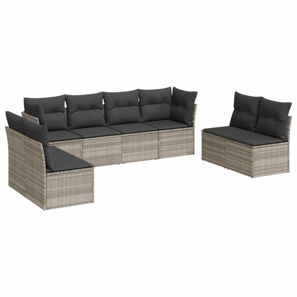 8-delige Loungeset met kussens poly rattan lichtgrijs is nu te koop bij PeponiXL, paradijselijk wonen!