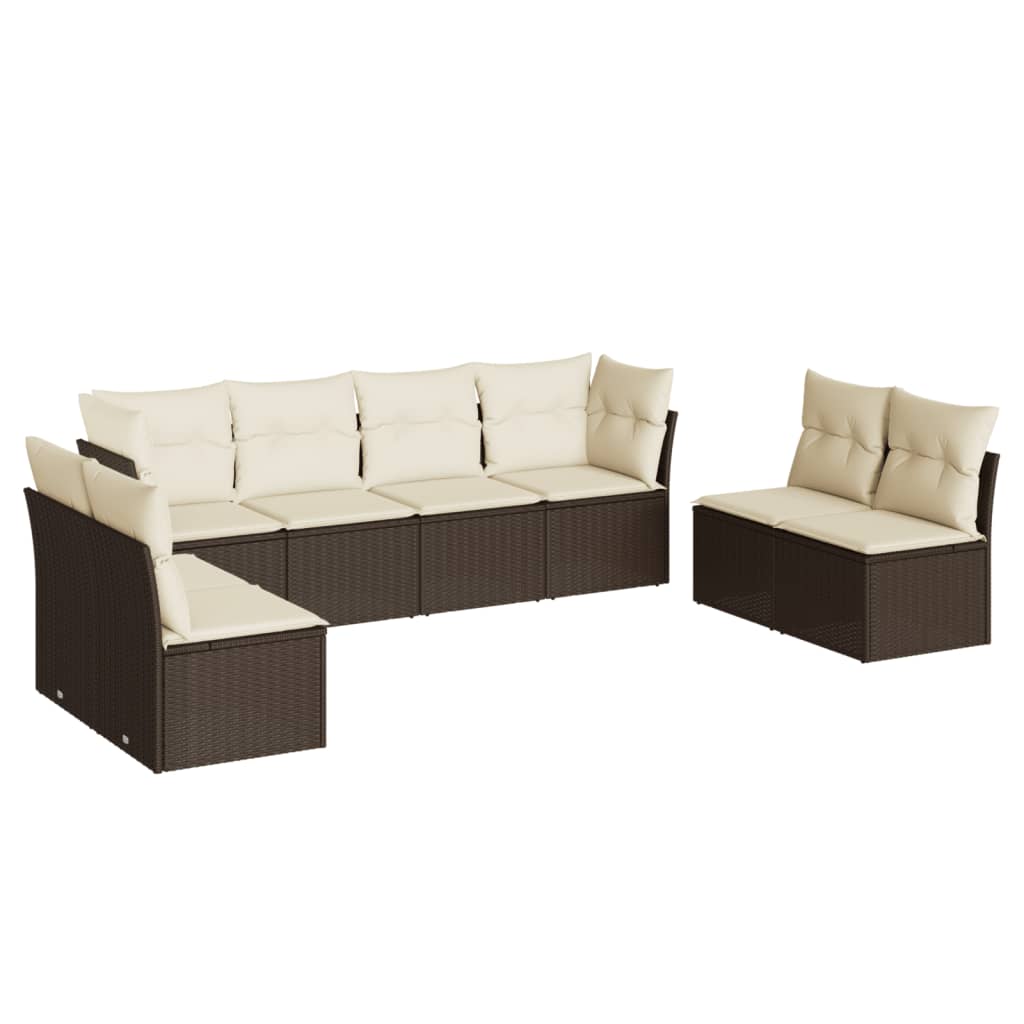 8-delige Loungeset met kussens poly rattan bruin is nu te koop bij PeponiXL, paradijselijk wonen!