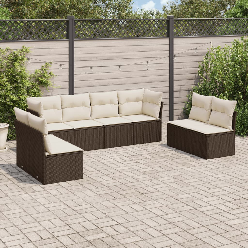 8-delige Loungeset met kussens poly rattan bruin is nu te koop bij PeponiXL, paradijselijk wonen!