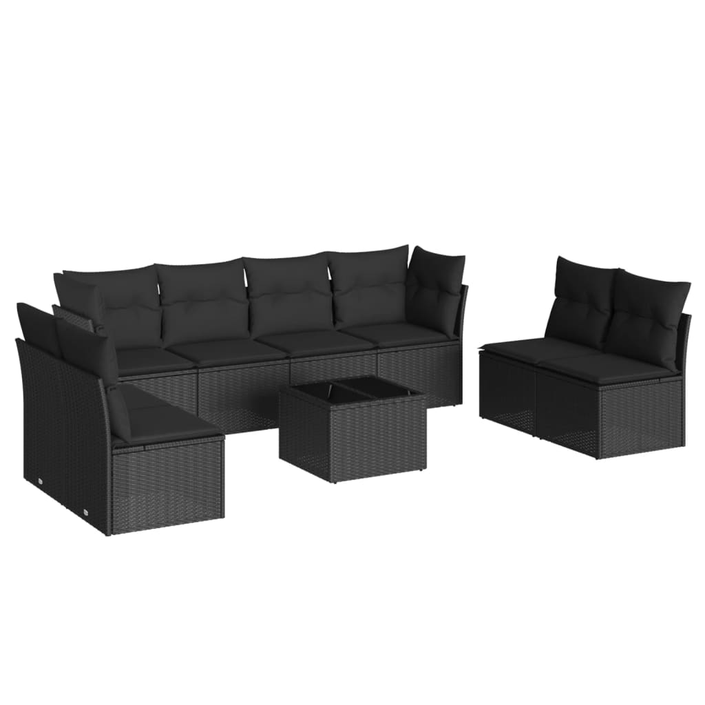 9-delige Loungeset met kussens poly rattan zwart is nu te koop bij PeponiXL, paradijselijk wonen!