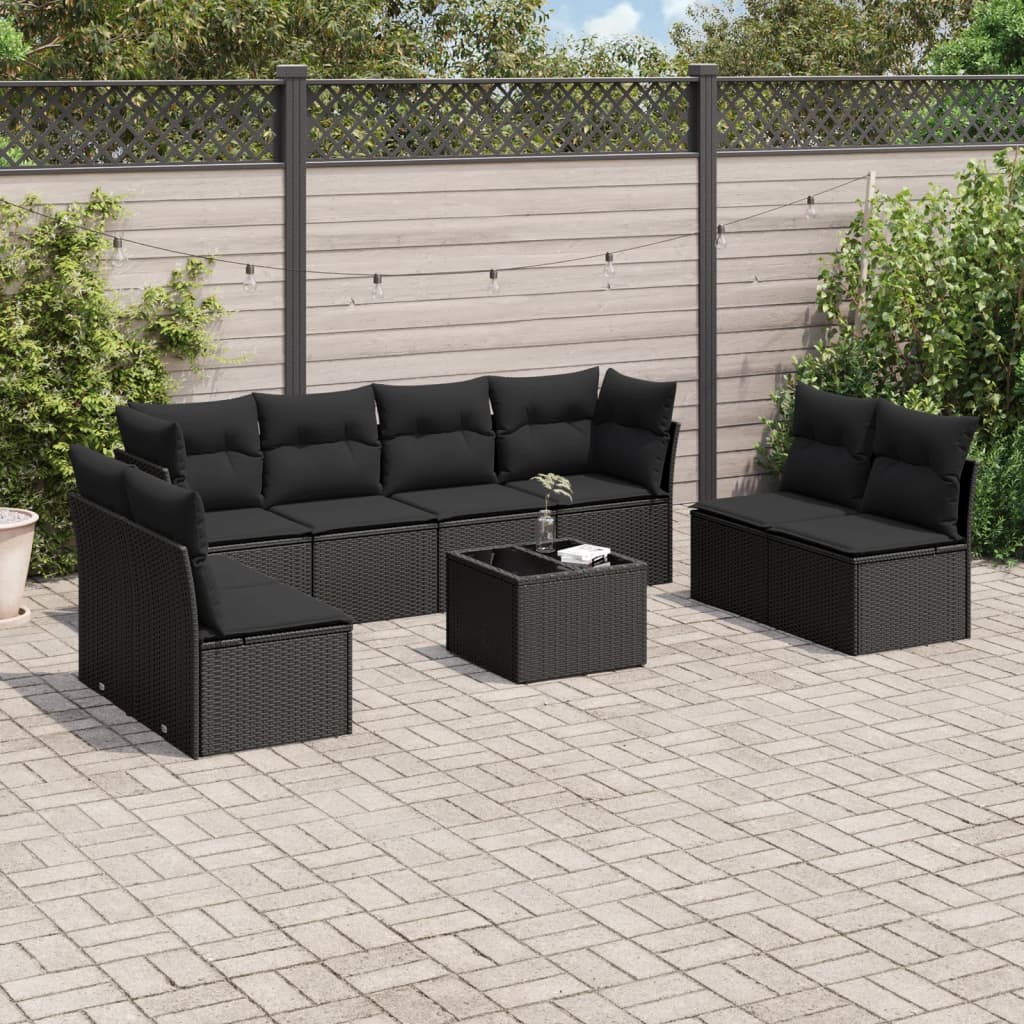 9-delige Loungeset met kussens poly rattan zwart is nu te koop bij PeponiXL, paradijselijk wonen!