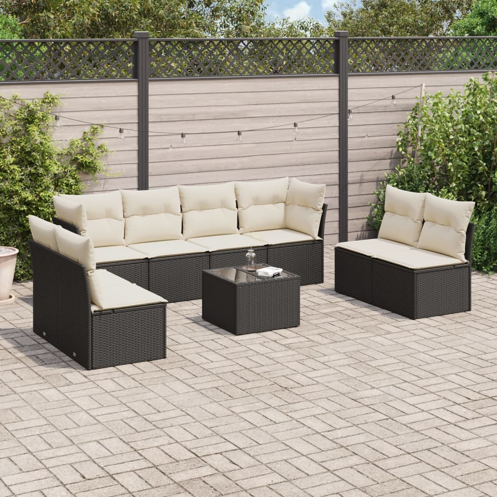 9-delige Loungeset met kussens poly rattan zwart is nu te koop bij PeponiXL, paradijselijk wonen!