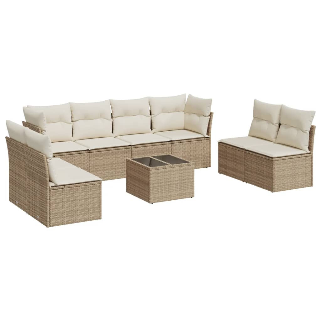 9-delige Loungeset met kussens poly rattan beige is nu te koop bij PeponiXL, paradijselijk wonen!