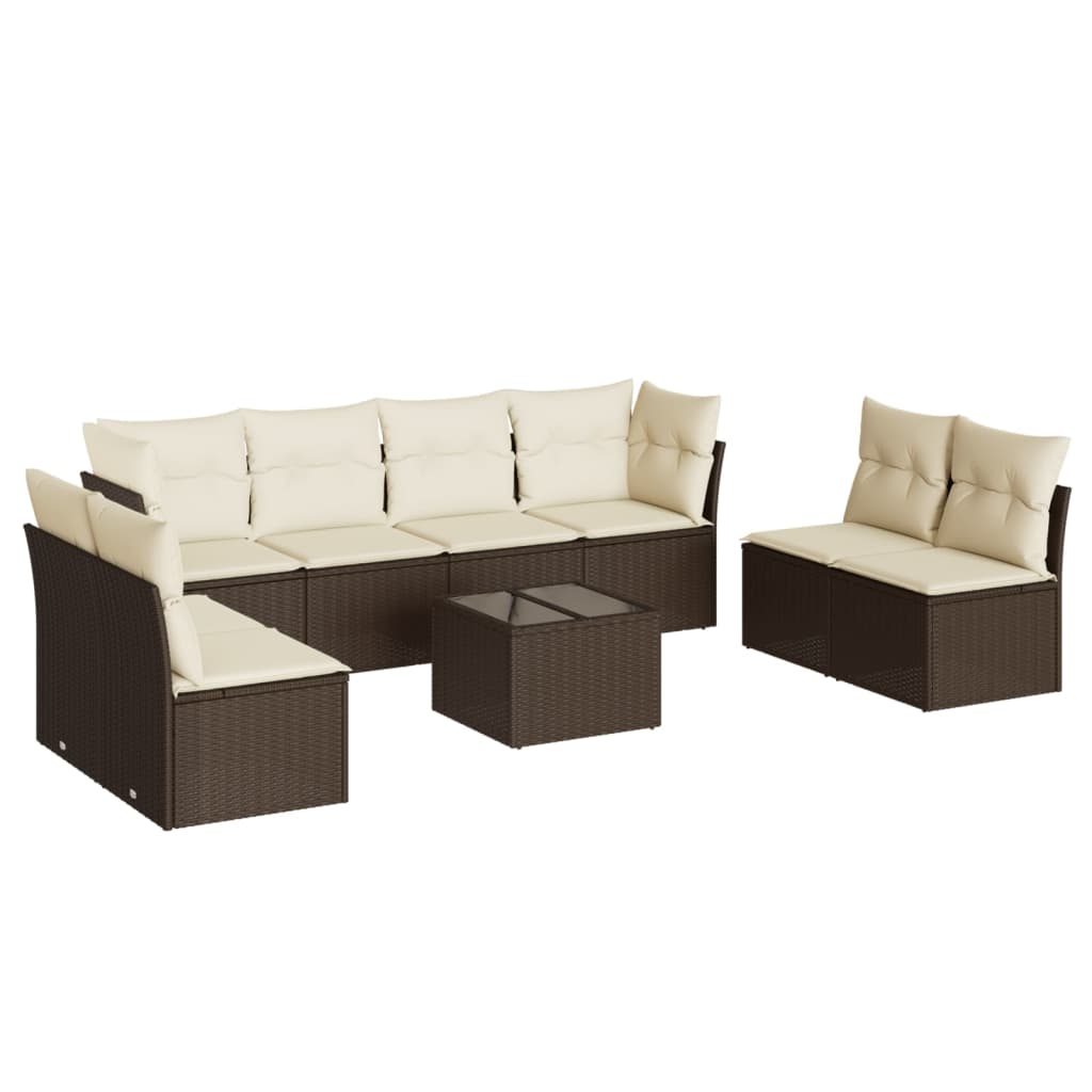 9-delige Loungeset met kussens poly rattan bruin is nu te koop bij PeponiXL, paradijselijk wonen!