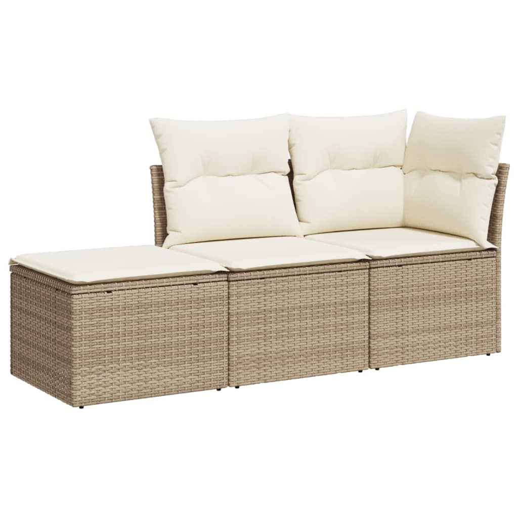 3-delige Loungeset met kussens poly rattan beige is nu te koop bij PeponiXL, paradijselijk wonen!