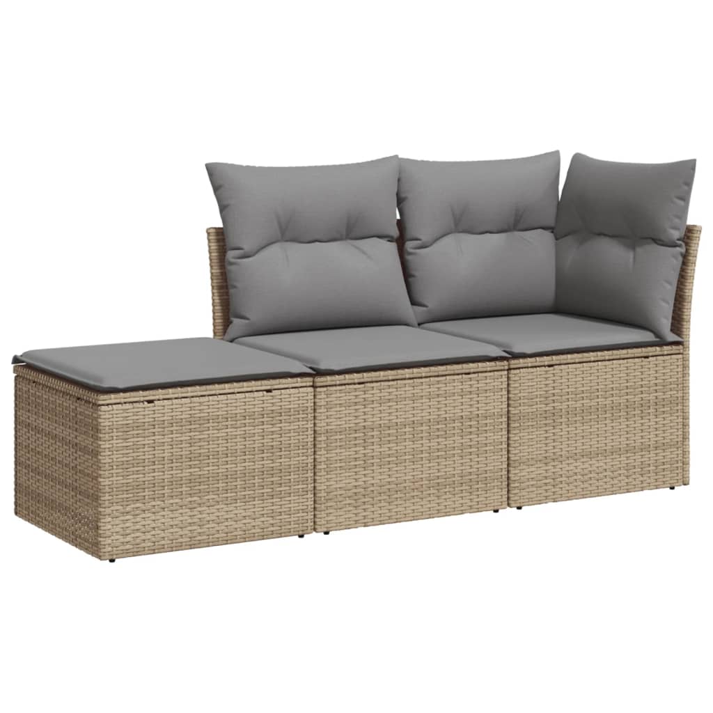 3-delige Loungeset met kussens poly rattan beige is nu te koop bij PeponiXL, paradijselijk wonen!