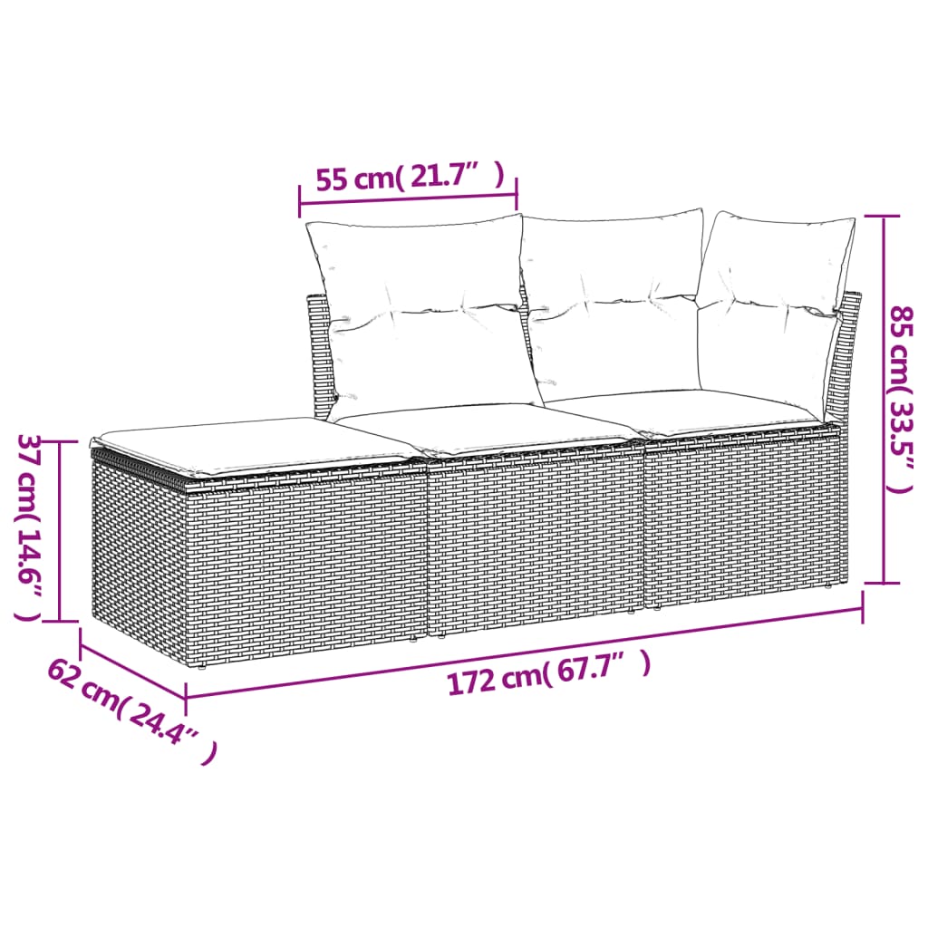 3-delige Loungeset met kussens poly rattan beige is nu te koop bij PeponiXL, paradijselijk wonen!