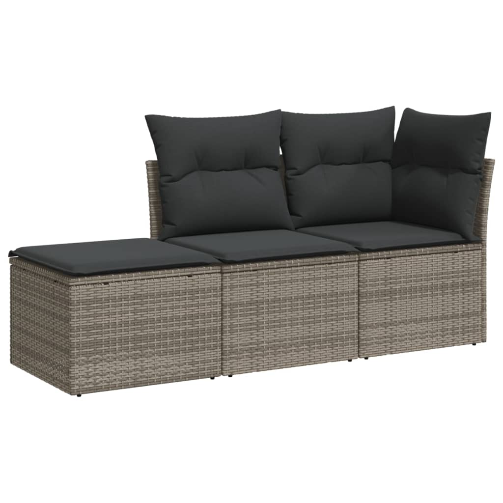 3-delige Loungeset met kussens poly rattan grijs is nu te koop bij PeponiXL, paradijselijk wonen!
