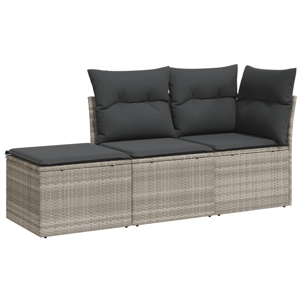 3-delige Loungeset met kussens poly rattan lichtgrijs is nu te koop bij PeponiXL, paradijselijk wonen!