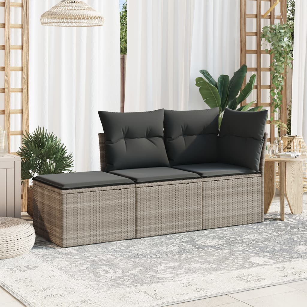 3-delige Loungeset met kussens poly rattan lichtgrijs is nu te koop bij PeponiXL, paradijselijk wonen!