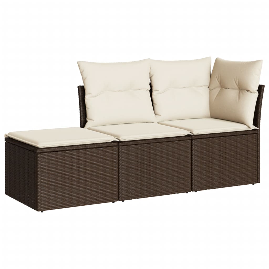 3-delige Loungeset met kussens poly rattan bruin is nu te koop bij PeponiXL, paradijselijk wonen!