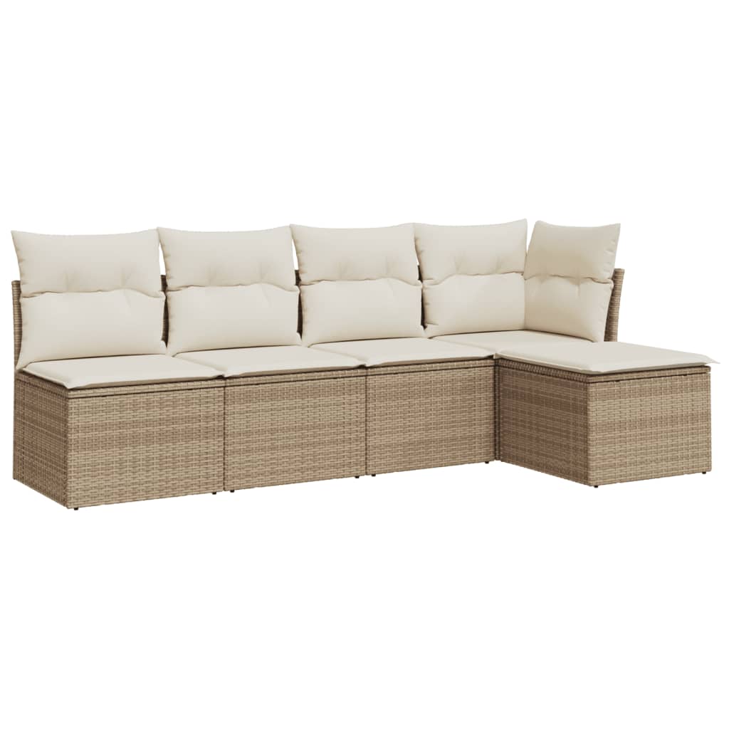 5-delige Loungeset met kussens poly rattan beige is nu te koop bij PeponiXL, paradijselijk wonen!