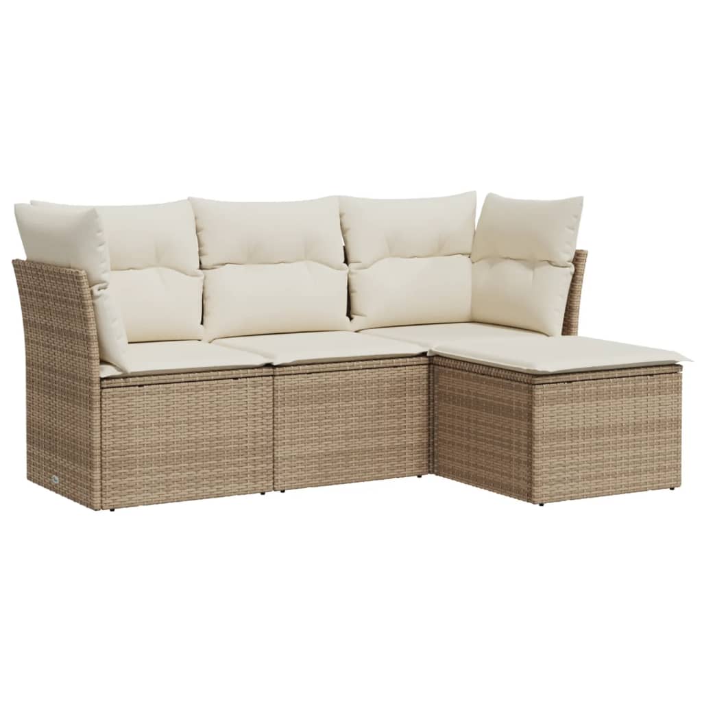 4-delige Loungeset met kussens poly rattan beige is nu te koop bij PeponiXL, paradijselijk wonen!