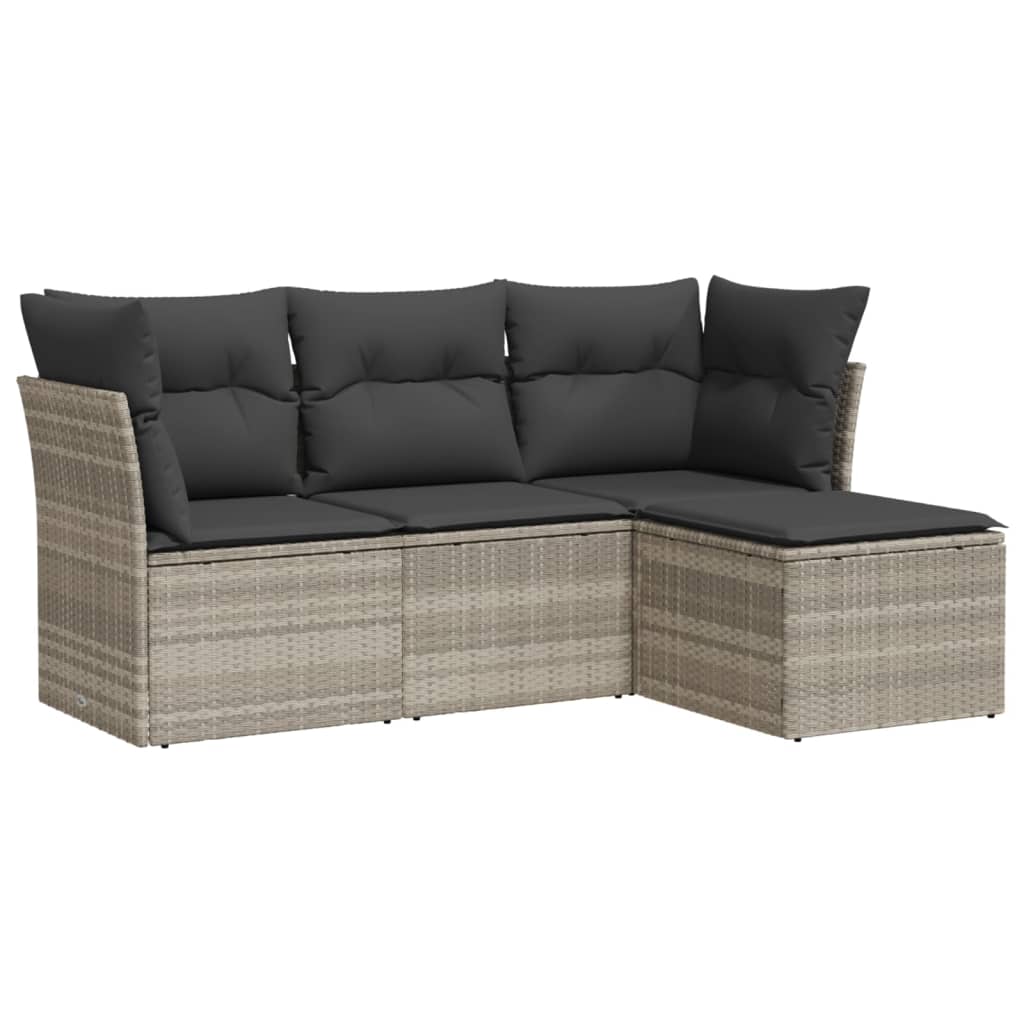 4-delige Loungeset met kussens poly rattan lichtgrijs is nu te koop bij PeponiXL, paradijselijk wonen!