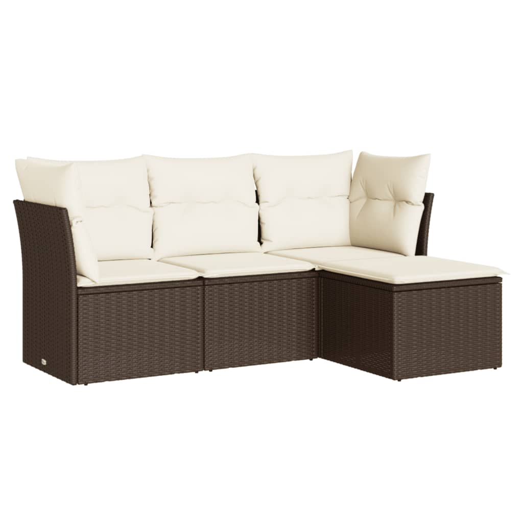 4-delige Loungeset met kussens poly rattan bruin is nu te koop bij PeponiXL, paradijselijk wonen!