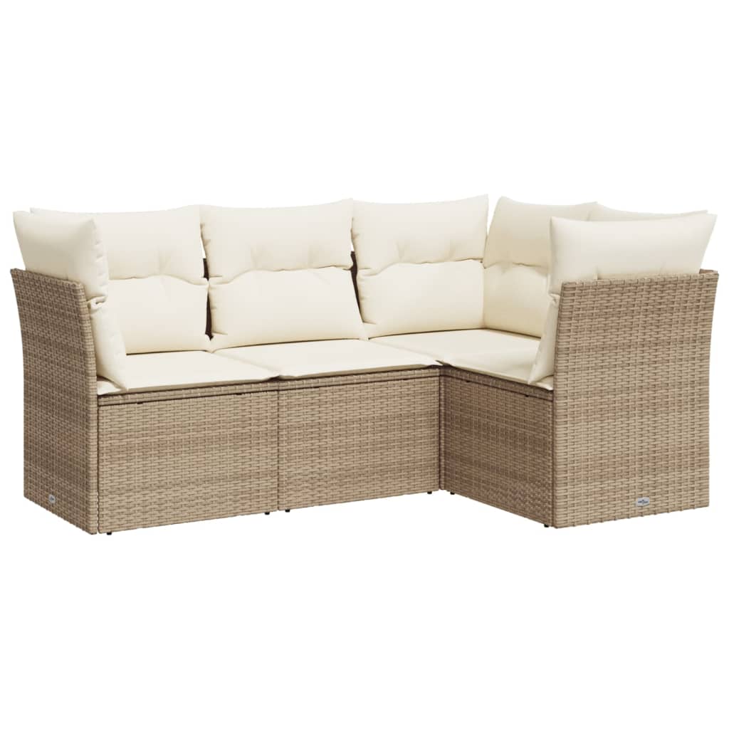 4-delige Loungeset met kussens poly rattan beige is nu te koop bij PeponiXL, paradijselijk wonen!
