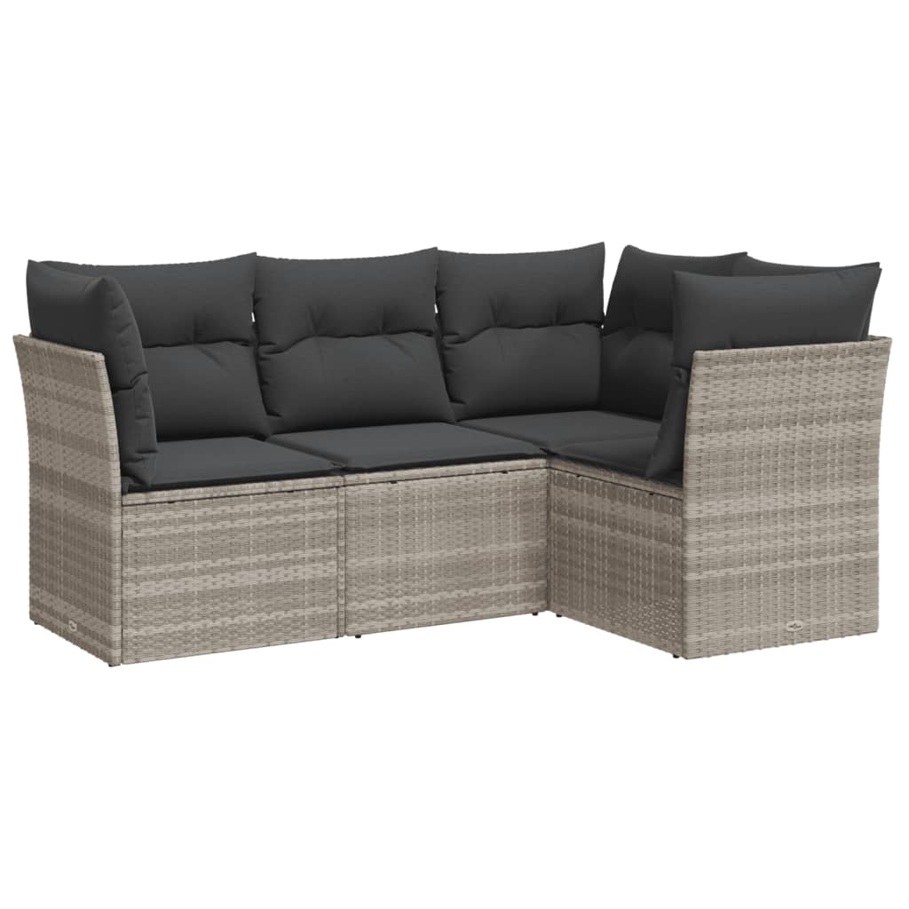 4-delige Loungeset met kussens poly rattan lichtgrijs is nu te koop bij PeponiXL, paradijselijk wonen!
