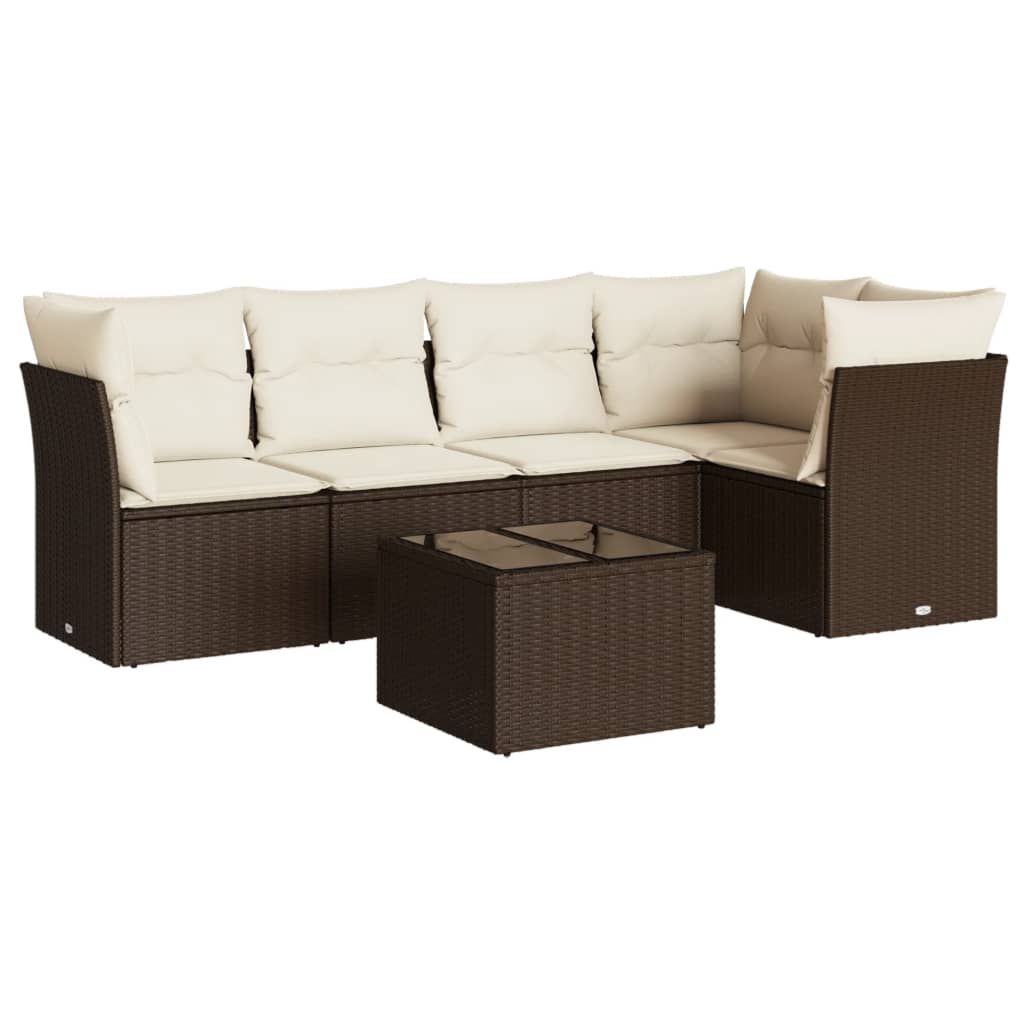 6-delige Loungeset met kussens poly rattan bruin is nu te koop bij PeponiXL, paradijselijk wonen!