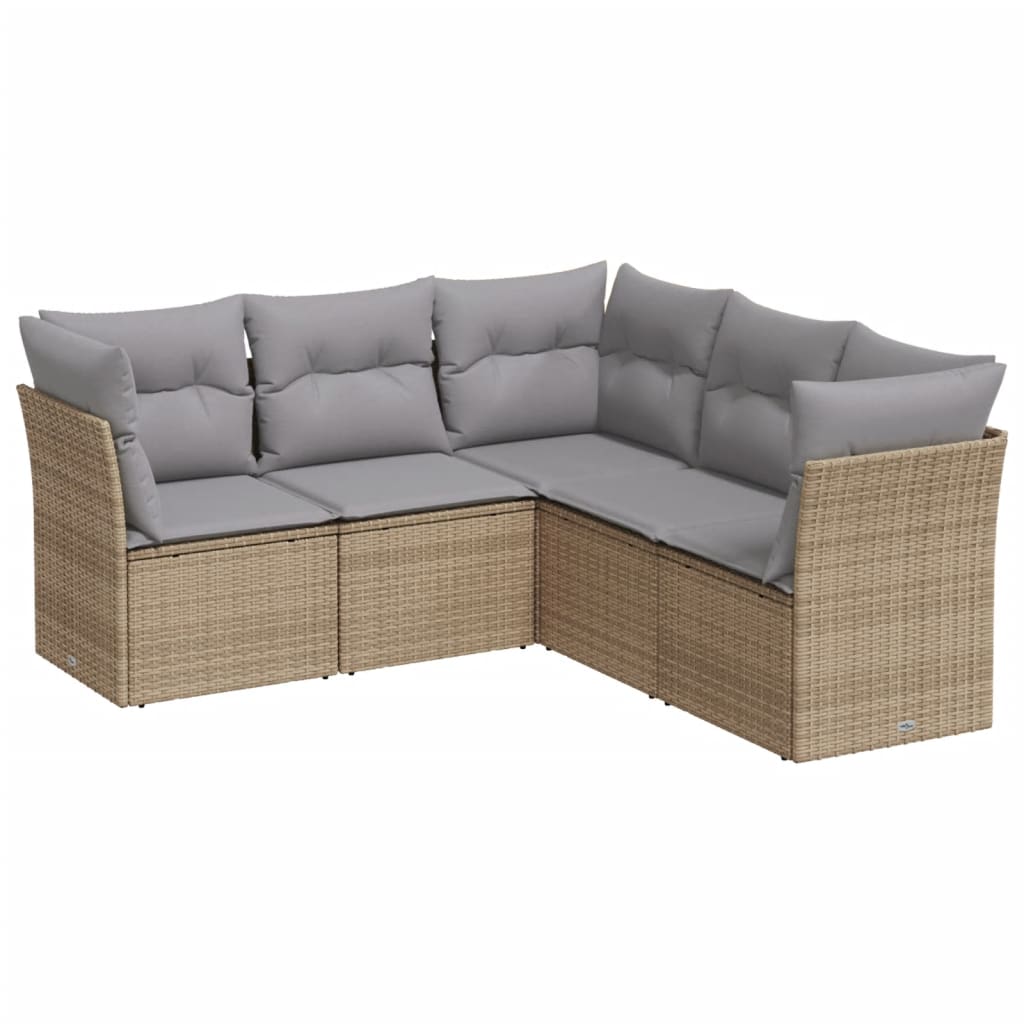 5-delige Loungeset met kussens poly rattan beige is nu te koop bij PeponiXL, paradijselijk wonen!