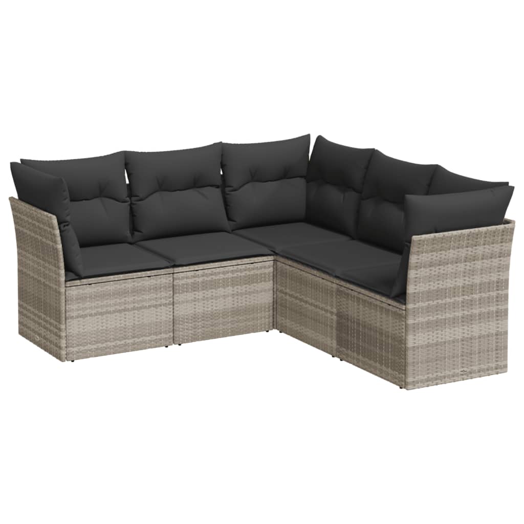 5-delige Loungeset met kussens poly rattan lichtgrijs is nu te koop bij PeponiXL, paradijselijk wonen!