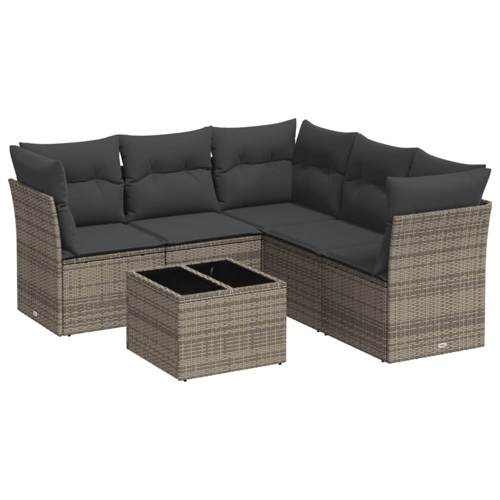 6-delige Loungeset met kussens poly rattan grijs is nu te koop bij PeponiXL, paradijselijk wonen!