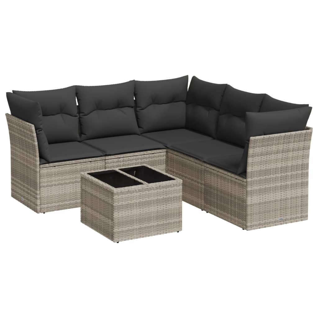 6-delige Loungeset met kussens poly rattan lichtgrijs is nu te koop bij PeponiXL, paradijselijk wonen!