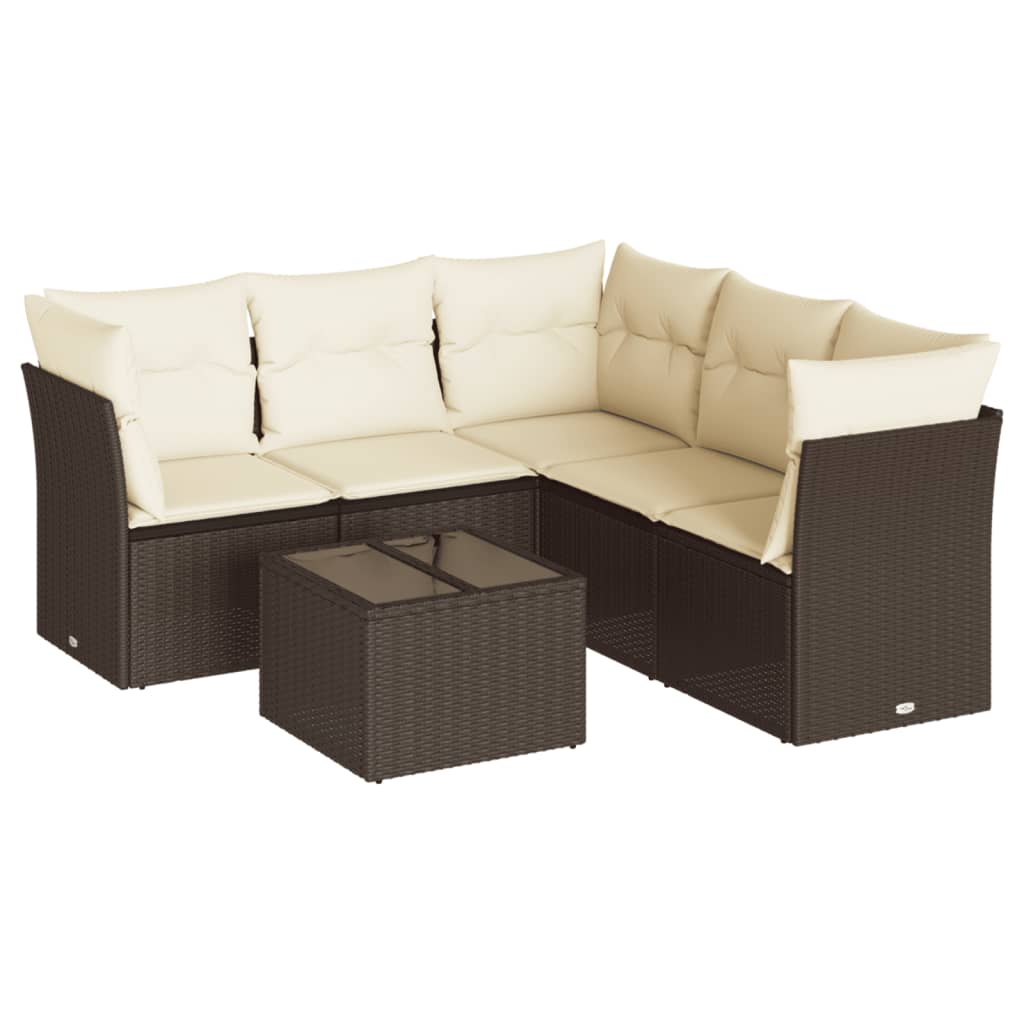 6-delige Loungeset met kussens poly rattan bruin is nu te koop bij PeponiXL, paradijselijk wonen!