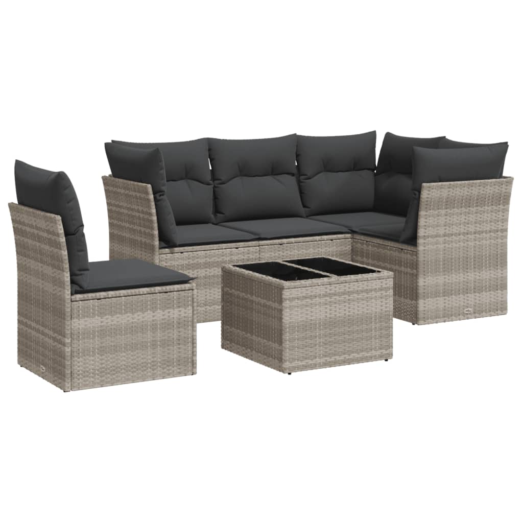 6-delige Loungeset met kussens poly rattan lichtgrijs is nu te koop bij PeponiXL, paradijselijk wonen!