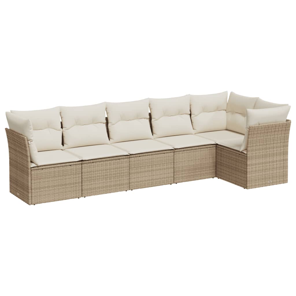 6-delige Loungeset met kussens poly rattan beige is nu te koop bij PeponiXL, paradijselijk wonen!