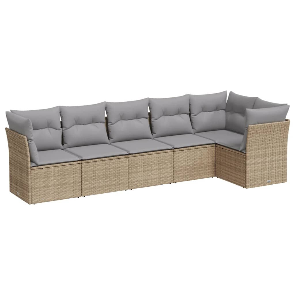 6-delige Loungeset met kussens poly rattan beige is nu te koop bij PeponiXL, paradijselijk wonen!
