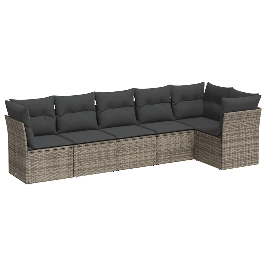 6-delige Loungeset met kussens poly rattan grijs is nu te koop bij PeponiXL, paradijselijk wonen!