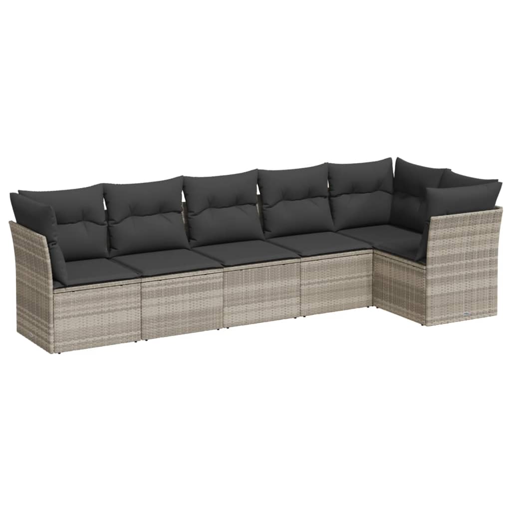 6-delige Loungeset met kussens poly rattan lichtgrijs is nu te koop bij PeponiXL, paradijselijk wonen!
