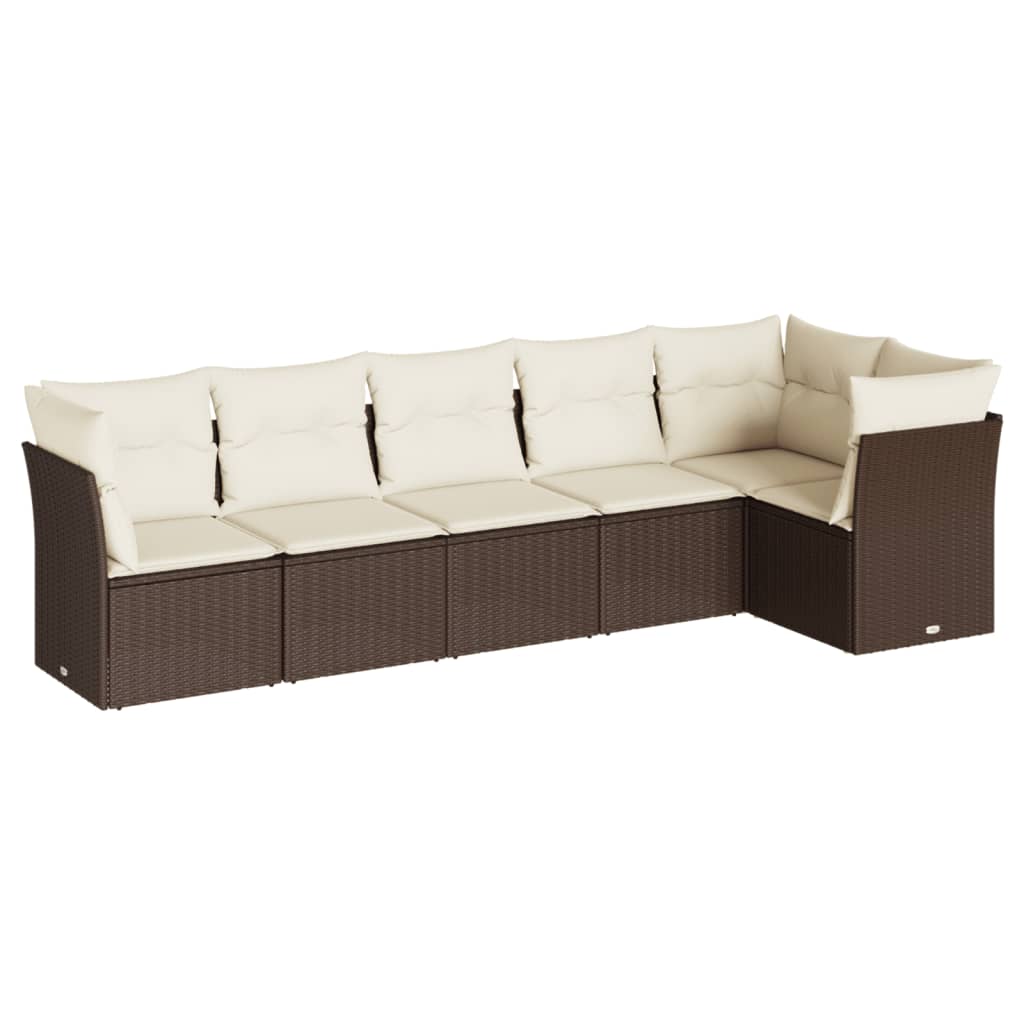 6-delige Loungeset met kussens poly rattan bruin is nu te koop bij PeponiXL, paradijselijk wonen!