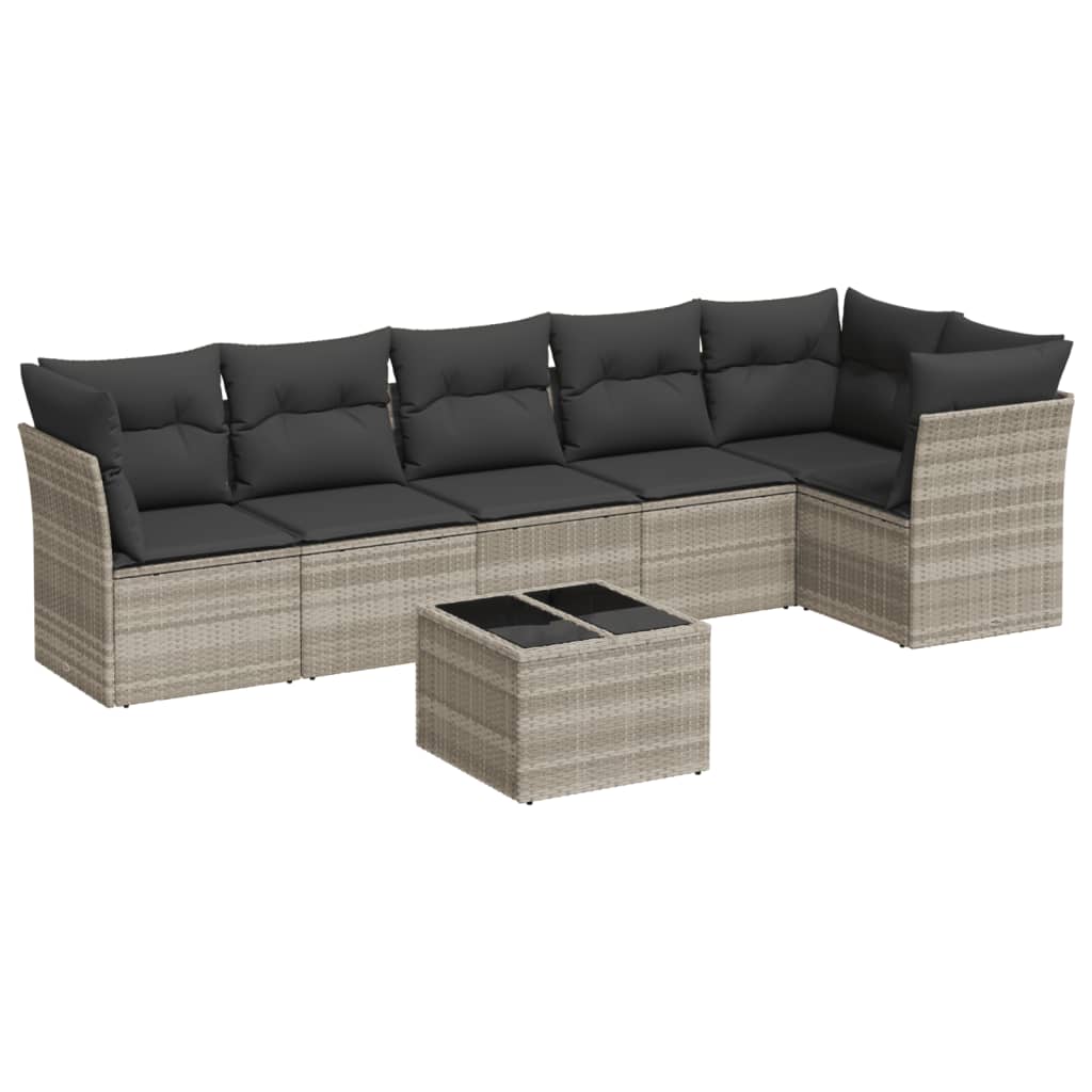 7-delige Loungeset met kussens poly rattan lichtgrijs is nu te koop bij PeponiXL, paradijselijk wonen!
