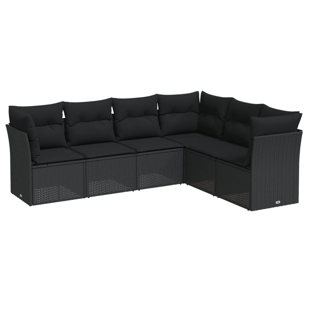 6-delige Loungeset met kussens poly rattan zwart is nu te koop bij PeponiXL, paradijselijk wonen!